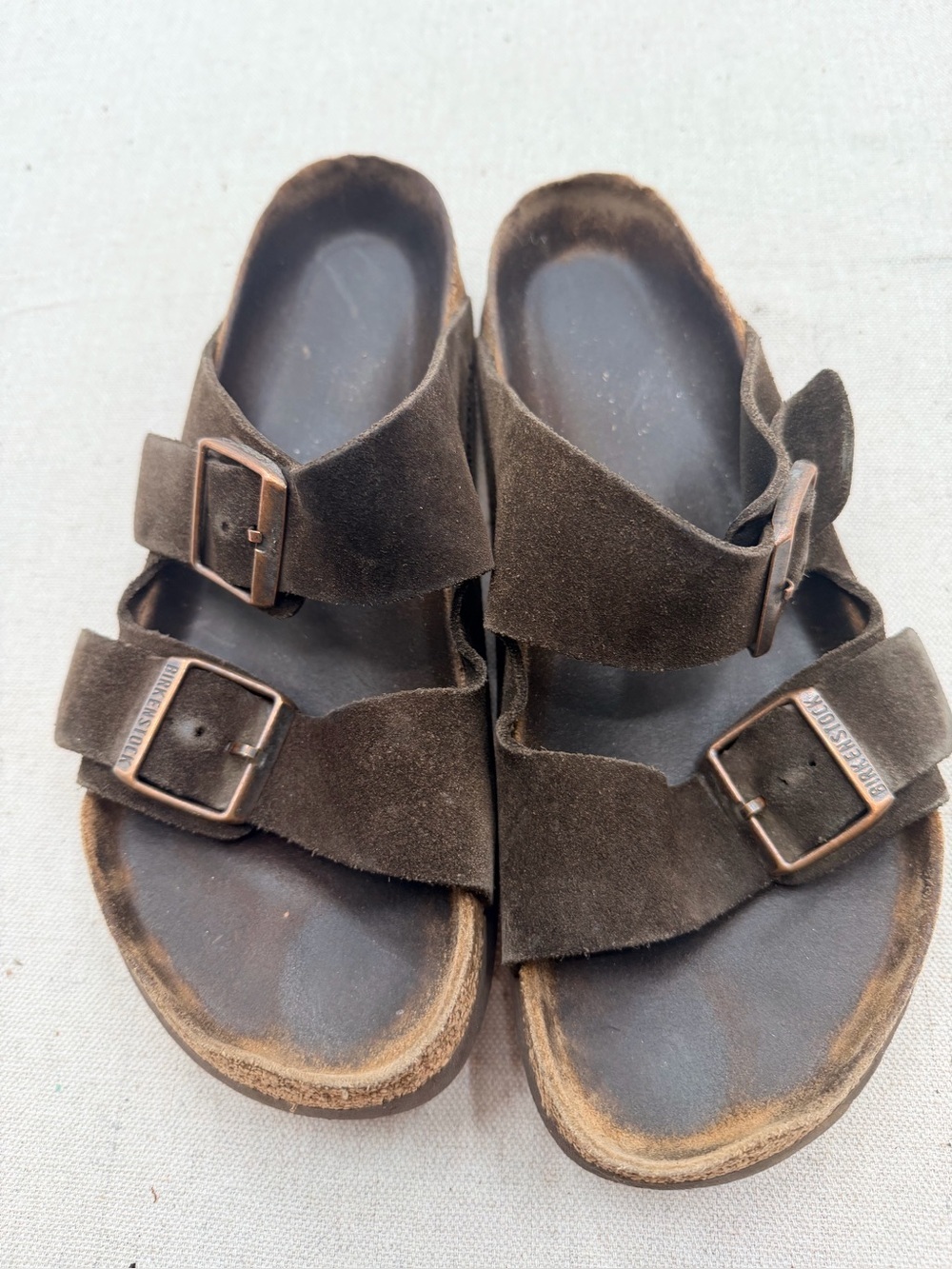 Birkenstock Brown Suede Adjustable Two-Strap Sandals